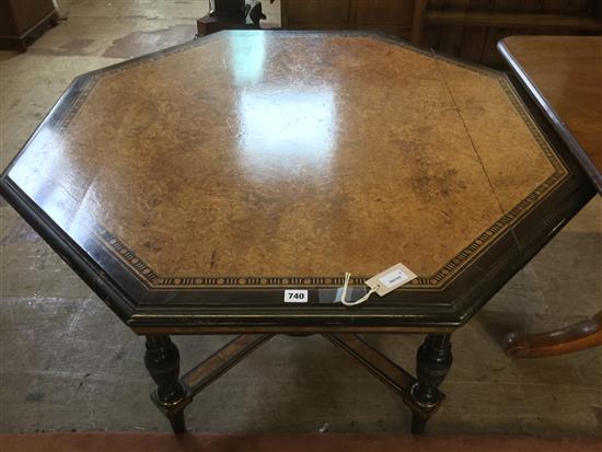 Victorian octagonal thuya wood and ebonised centre table